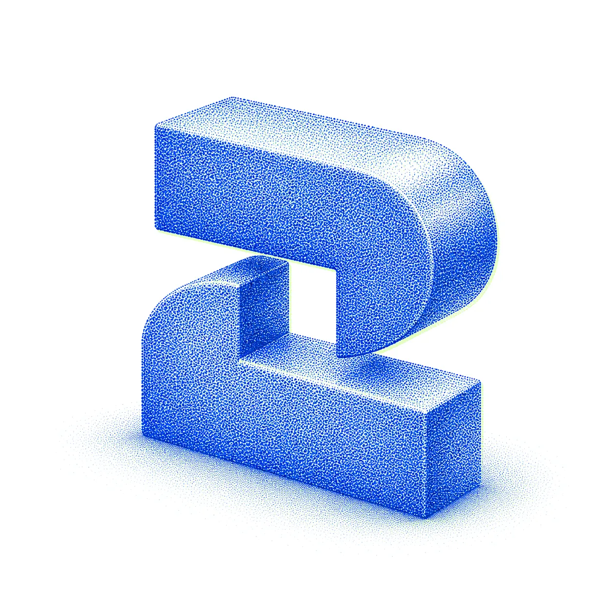 3D illustration of the blue 2Chat logo.