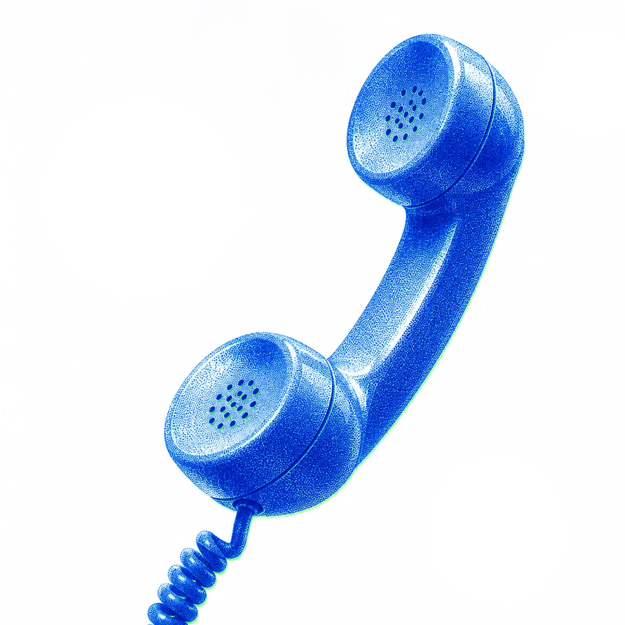 Illustration of a blue phone handset.